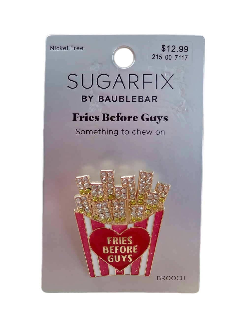 Sugarfix by BaubleBar - 'Fries Before Guys' Pink, Red, & Gold Brooch